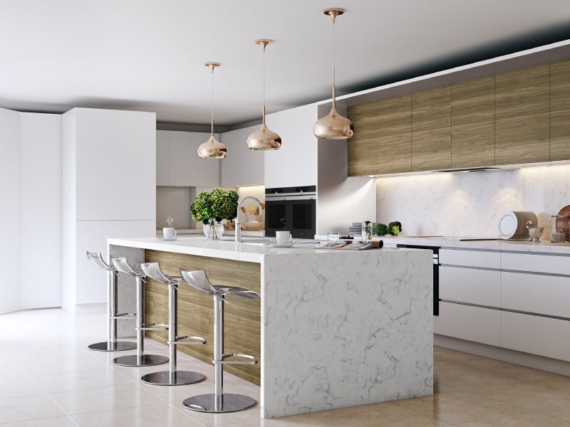 White Whisper Modular Island Kitchen